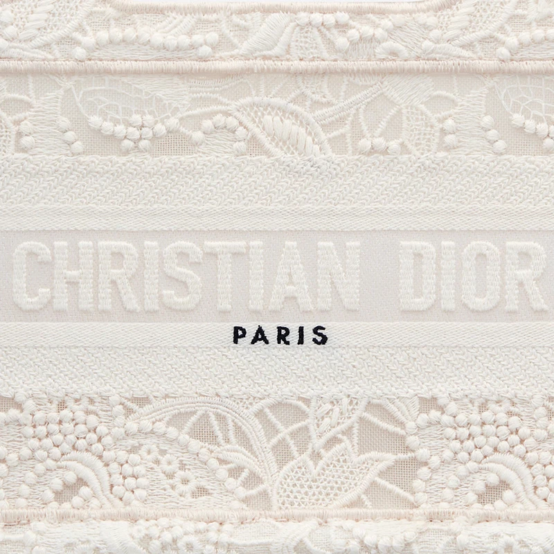 DIOR/迪奥 22新款Dior Book Tote系列 女士迷你款自然色织物花边刺绣徽标刺印手提托特包S5475ZROL_M925 商品
