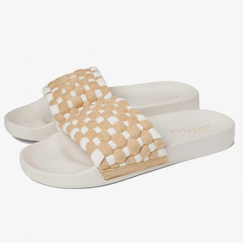 商品Loeffler Randall|Woven Terry Footbed Sandal in Camel/Cream,价格¥1312,第1张图片