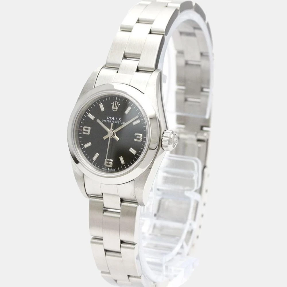 商品[二手商品] Rolex|Rolex Black Stainless Steel Oyster Perpetual 76080 Automatic Women's Wristwatch 24 mm,价格¥17087,第1张图片