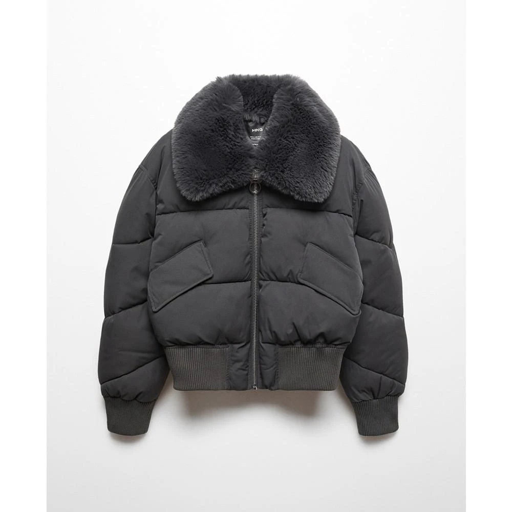 Women's Faux Fur Collar Bomber Anorak Coat 商品