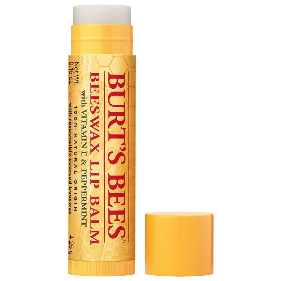 商品Burt's Bees|100% Natural Origin Moisturizing Lip Balm with Vitamin E & Peppermint Oil, Beeswax,价格¥34,第1张图片