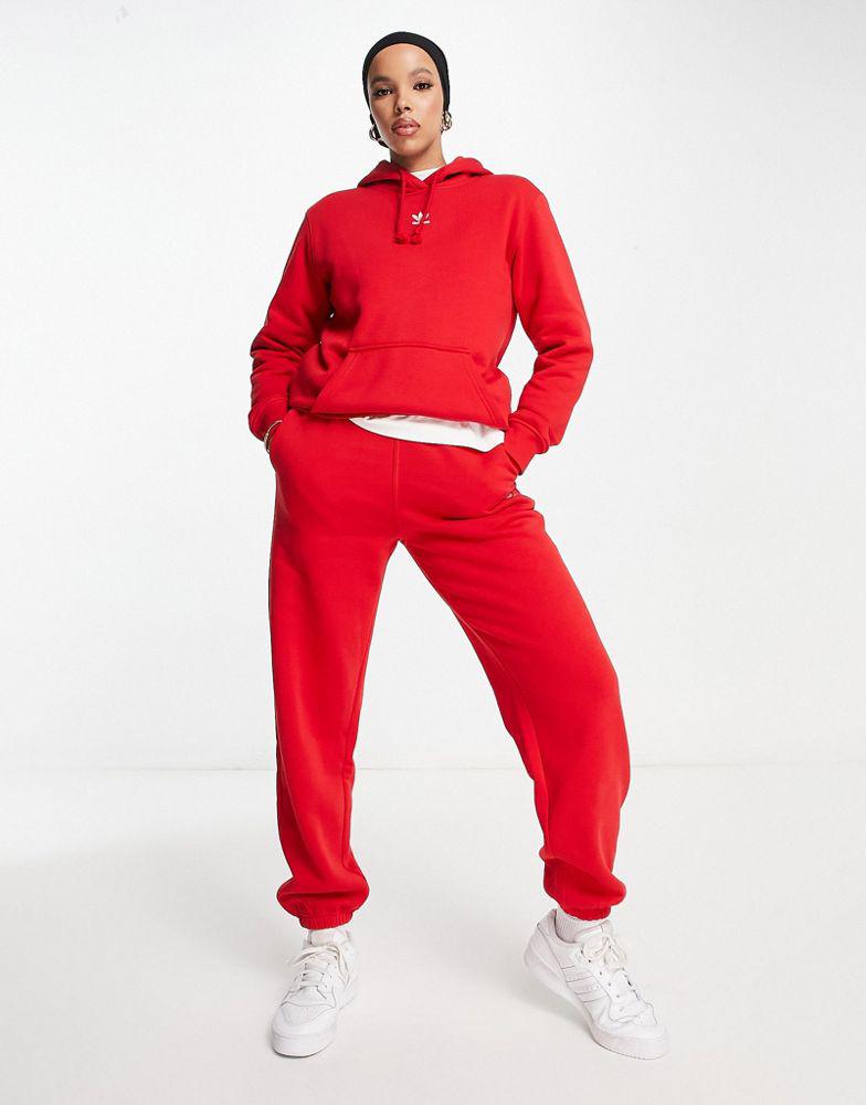 adidas Originals trefoil essentials hoodie in red商品第4张图片规格展示