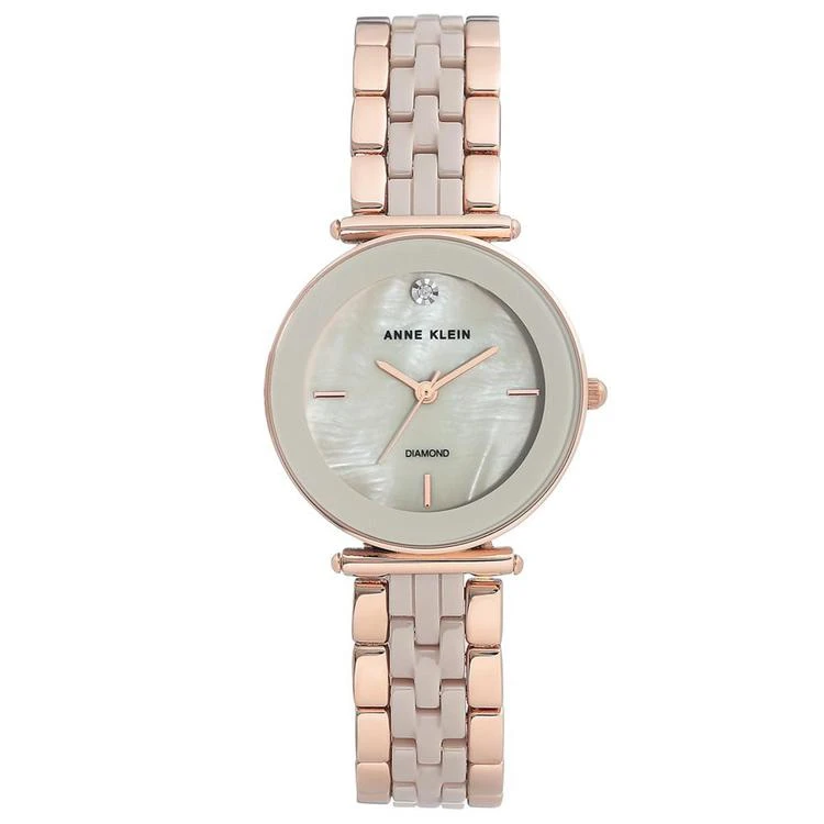 商品Anne Klein|Women's Diamond-Accent Rose Gold-Tone & Taupe Ceramic Bracelet Watch 30mm,价格¥815,第1张图片