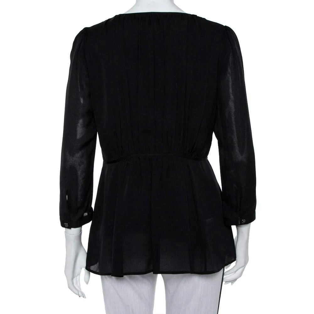 商品[二手商品] Burberry|Burberry Black Silk Gathered Detail Zip Front Top M,价格¥1045,第3张图片详细描述