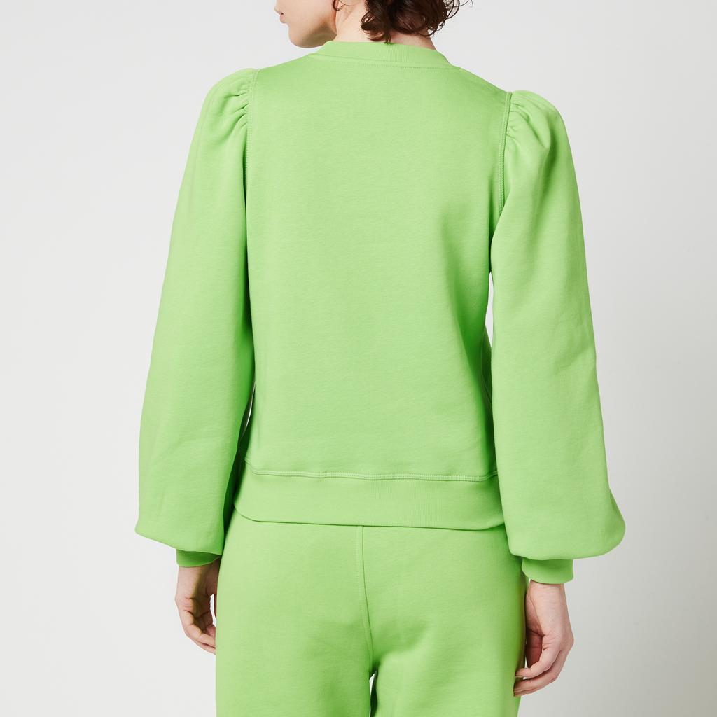 Ganni Women's Isoli Sweatshirt With Puff Sleeve - Flash Green商品第2张图片规格展示