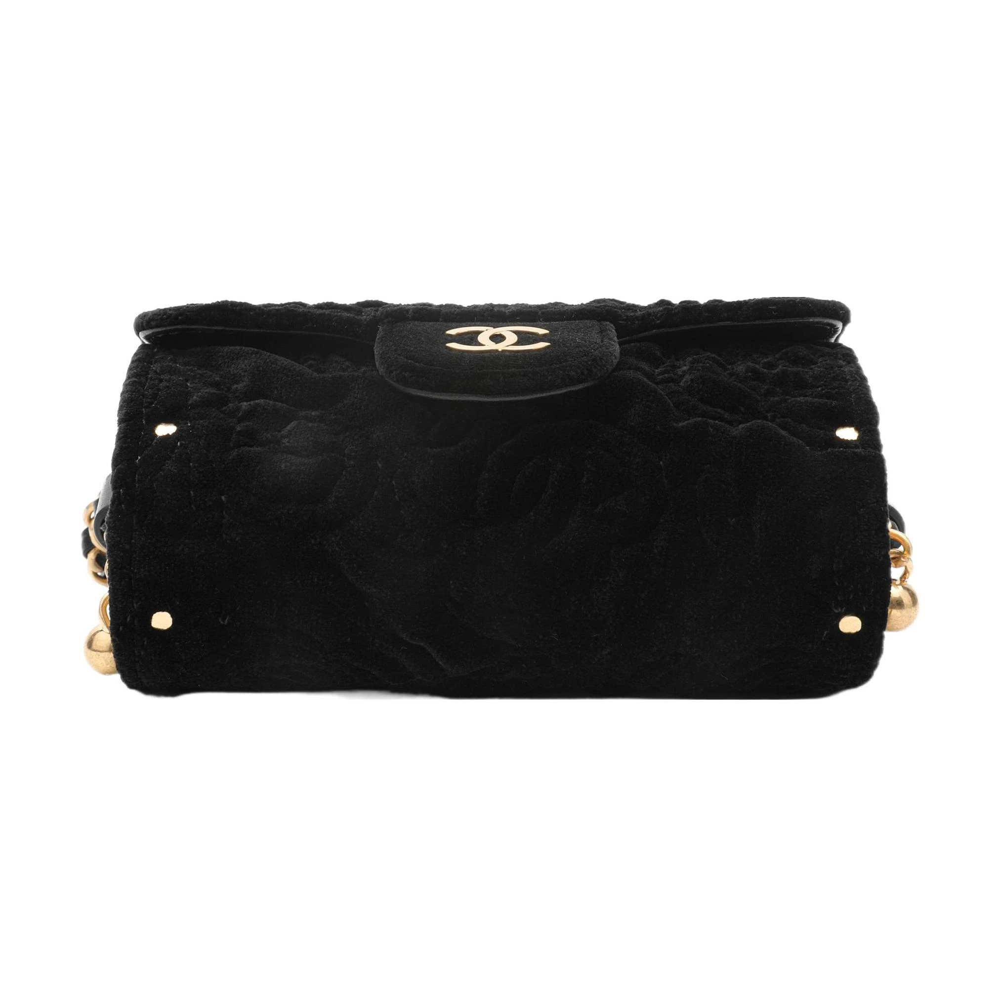 商品[国内直发] Chanel|香奈儿 金属珠宝链条 丝绒 卡套金币包钱包口盖包卡包 女款 黑色,价格¥24934,第5张图片详细描述