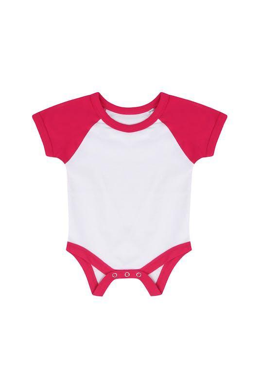 商品Larkwood|Larkwood Baby Boys/Girls Essential Short Sleeve Baseball Bodysuit (White/Fuchsia) White/Fuchsia,价格¥104,第1张图片