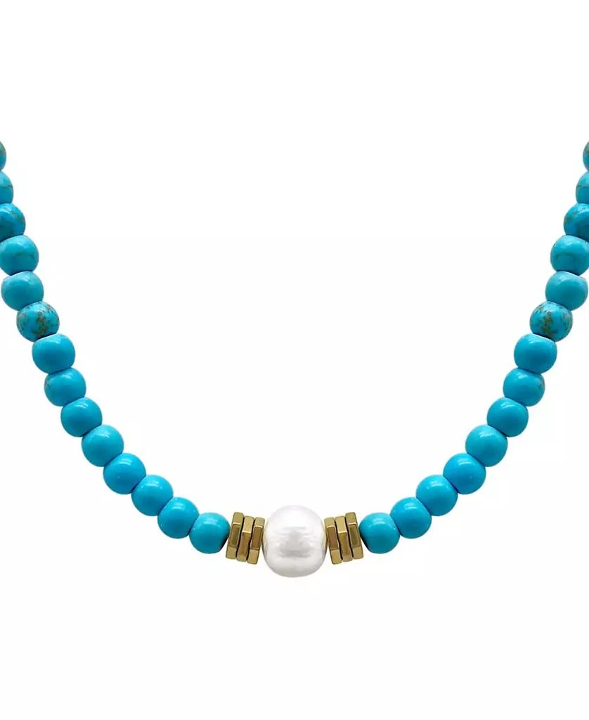 商品ADORNIA|17.5" Faux Turquoise Beaded Necklace with Imitation Pearl,价格¥207,第3张图片详细描述