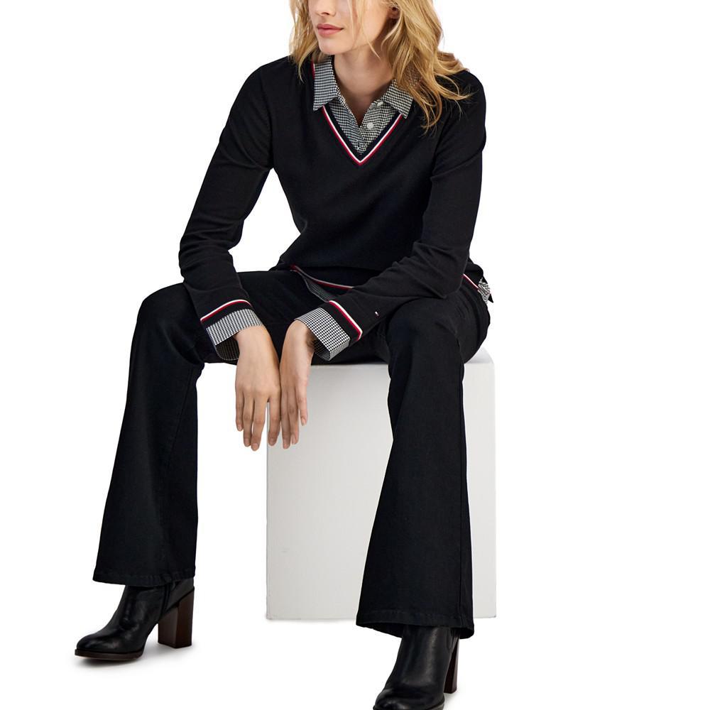 商品Tommy Hilfiger|Women's Cotton Mini Check Layered-Look Sweater,价格¥673,第1张图片