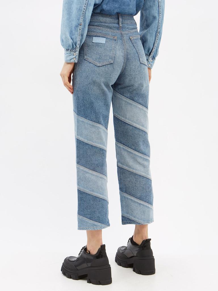 Patchwork organic-cotton straight-leg jeans商品第5张图片规格展示