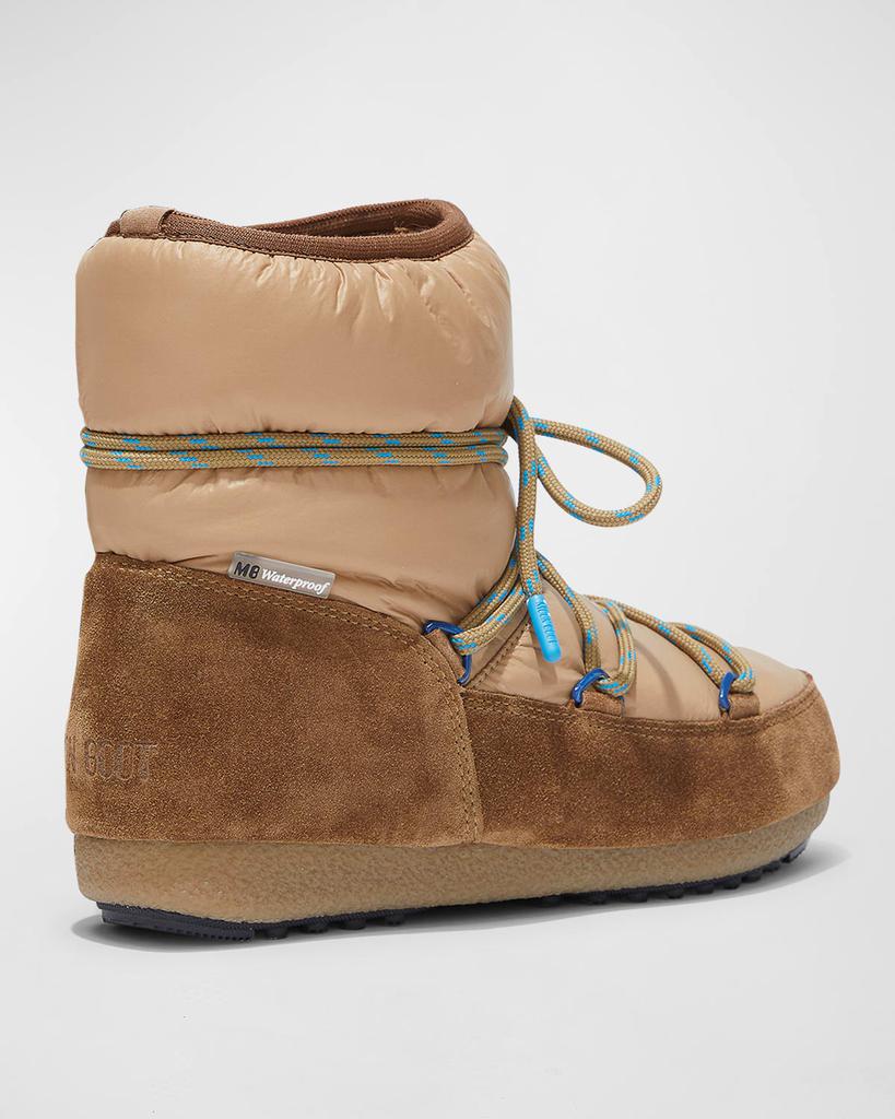 Suede Nylon Lace-Up Short Snow Boots商品第2张图片规格展示
