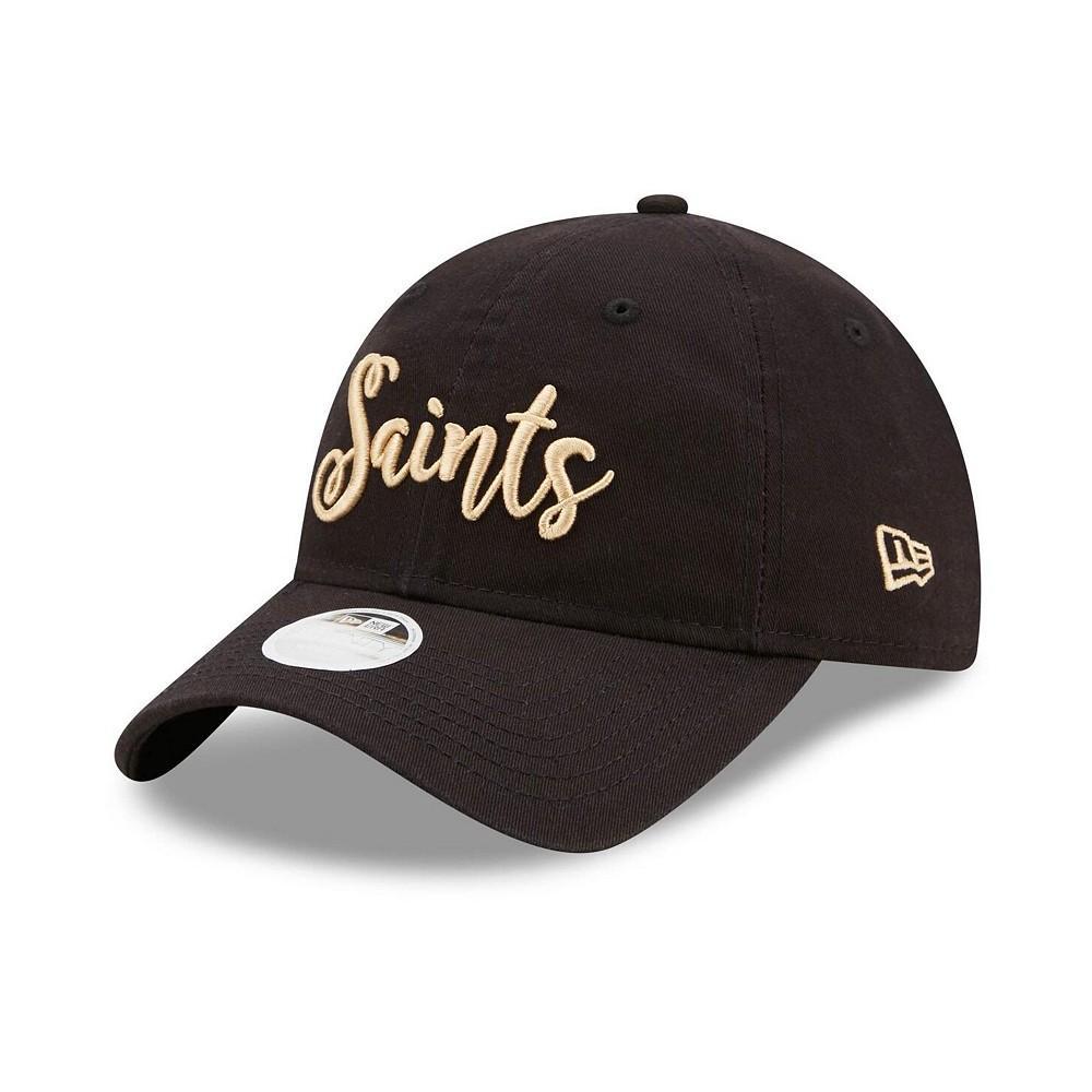 商品New Era|Women's Black New Orleans Saints Script 9Twenty Adjustable Hat,价格¥139,第1张图片