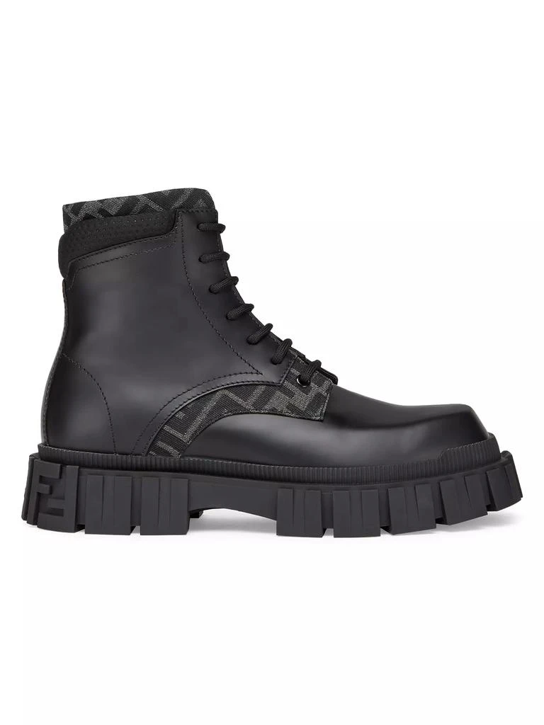 商品Fendi|Logo-Jacquard Leather Combat Boots,价格¥10869,第1张图片