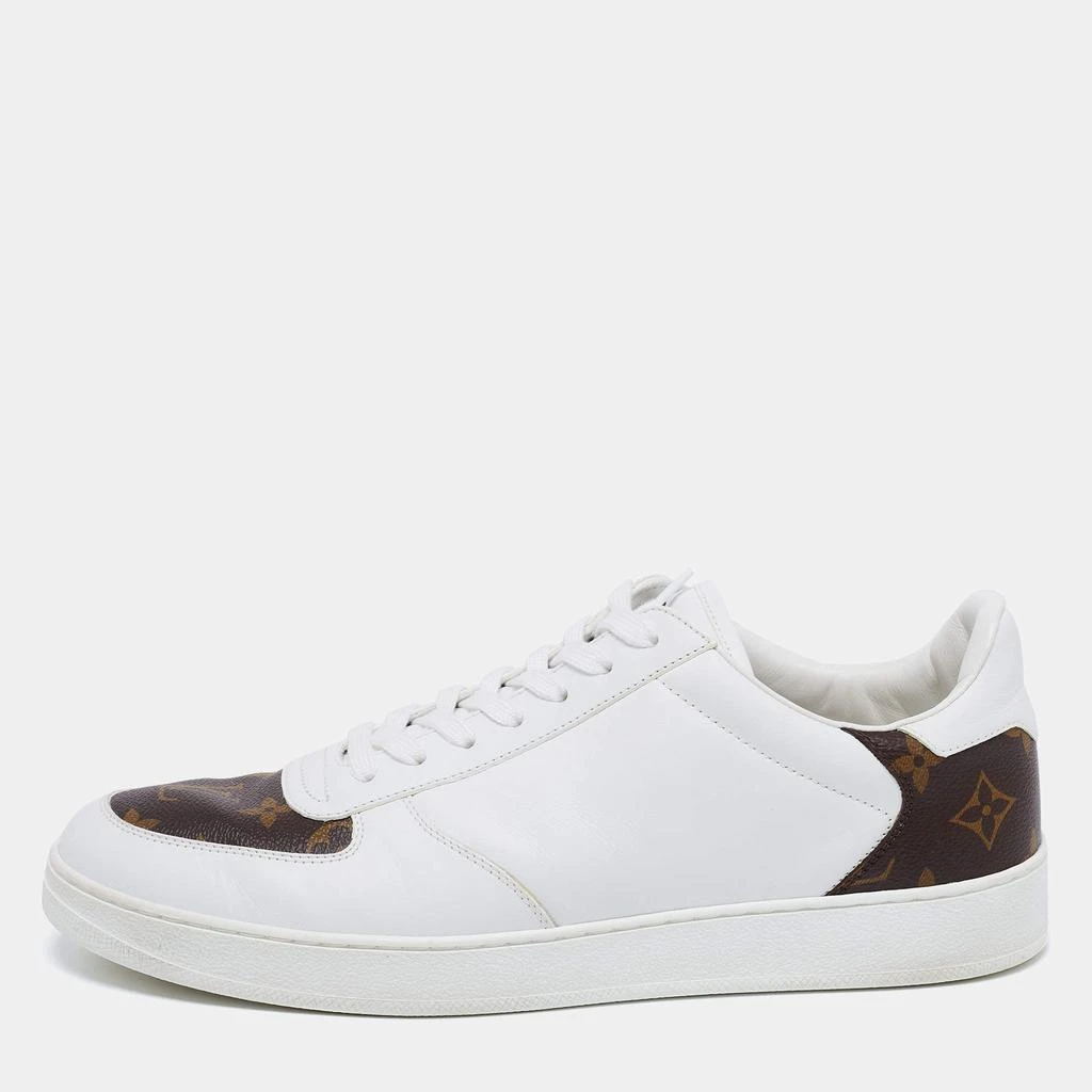 商品[二手商品] Louis Vuitton|Louis Vuitton White/Brown Leather and Monogram Canvas Rivoli Low-Top Sneakers Size 41.5,价格¥3813,第1张图片