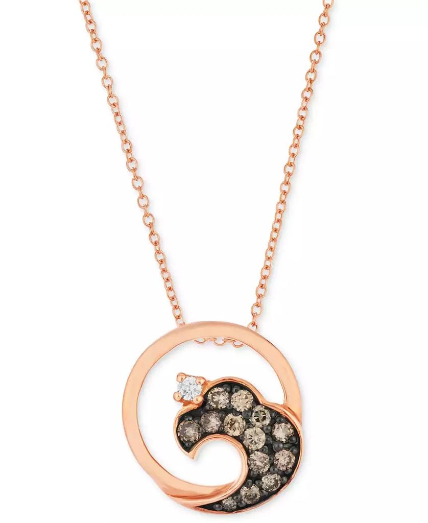 商品Le Vian|Chocolate Diamond® & Vanilla Diamond® Aloha Wave 18" Pendant Necklace (1/3 ct. t.w.) in 14k Rose Gold,价格¥4981,第1张图片