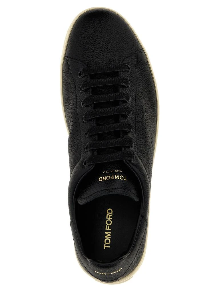 商品Tom Ford|Logo Leather Sneakers White/Black,价格¥4116,第4张图片详细描述