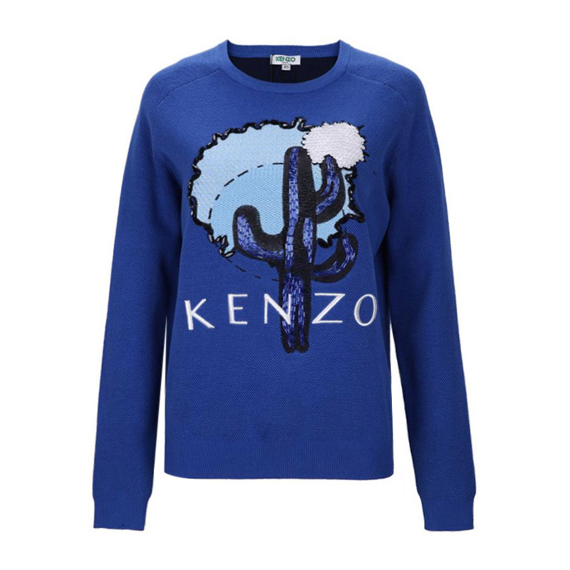 商品[国内直发] Kenzo|Kenzo 高田贤三 女士蓝色纯棉印花卫衣 F652TO56185874,价格¥772,第1张图片