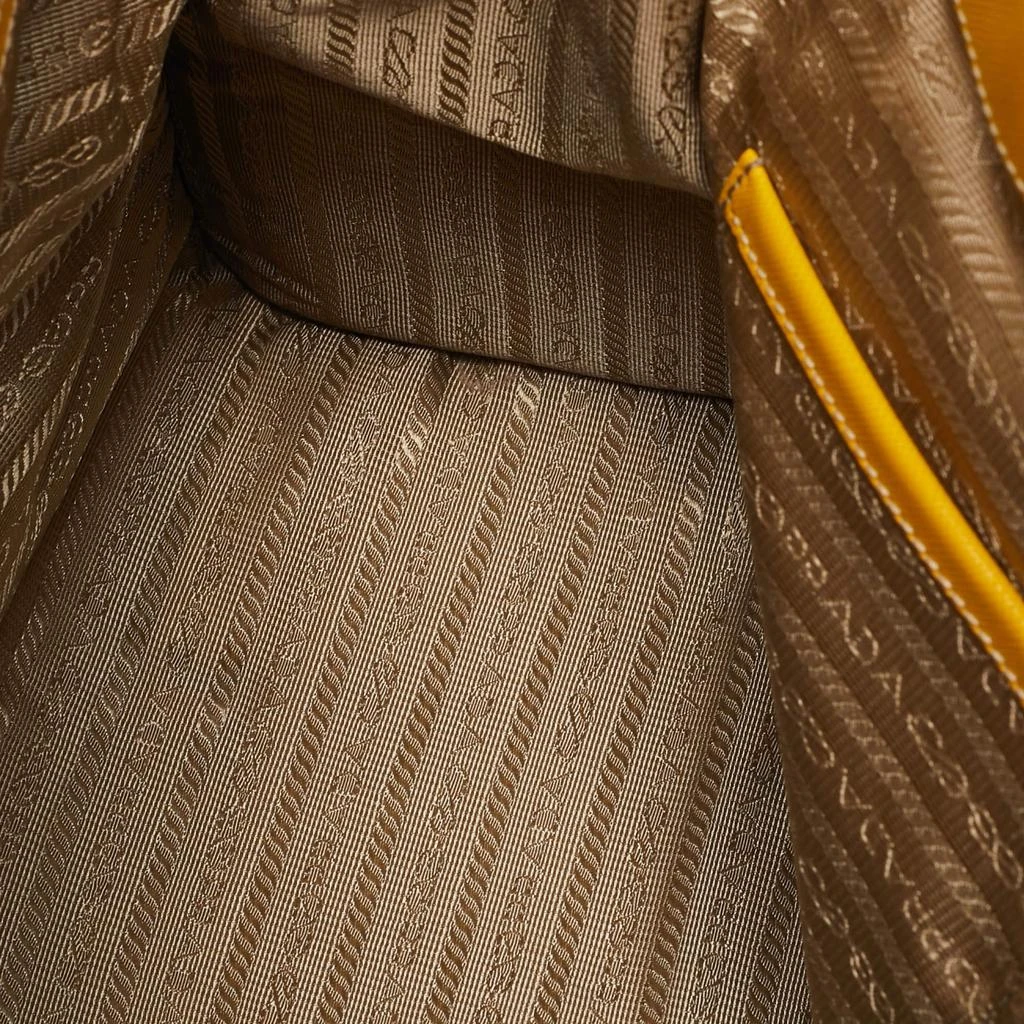 Prada Yellow/Beige Logo Jacquard and Leather Double Zip Tote 商品