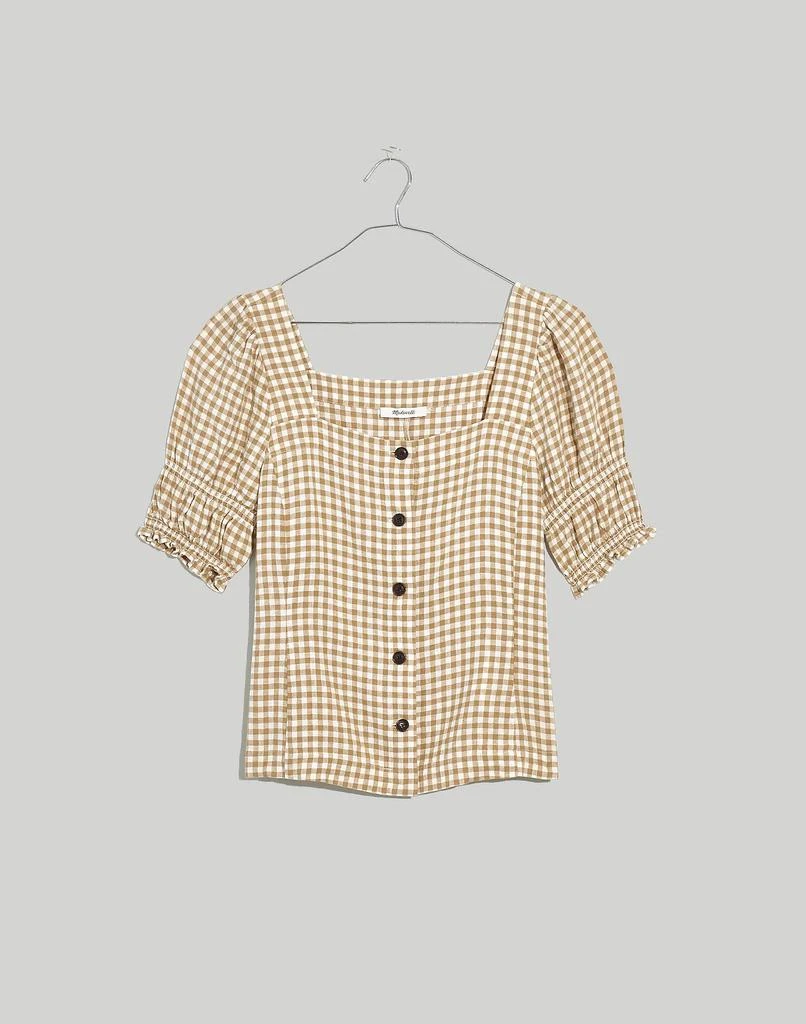 商品Madewell|Linen-Blend Square-Neck Puff-Sleeve Top in Gingham Check,价格¥318,第4张图片详细描述