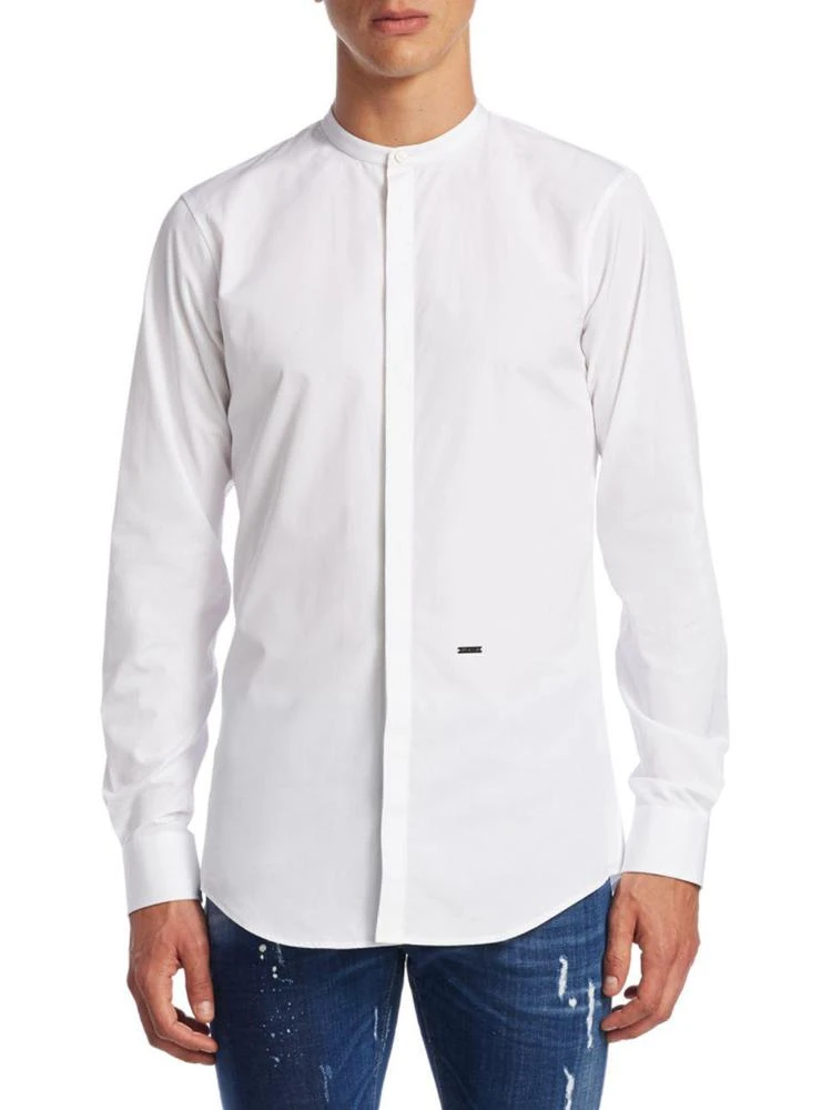 商品DSQUARED2|Band Collar Cotton Casual Button-Down Shirt,价格¥1304,第1张图片