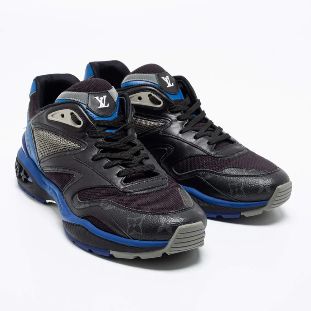 商品[二手商品] Louis Vuitton|Louis Vuitton Black/Blue Leather, Mesh and Monogram Canvas Low-Top Sneakers Size 41,价格¥4392,第4张图片详细描述