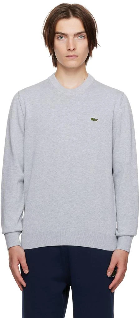 商品Lacoste|Gray Embroidered Patch Sweater,价格¥457,第1张图片