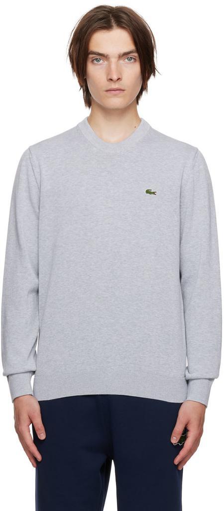 商品Lacoste|Gray Embroidered Patch Sweater,价格¥449,第1张图片