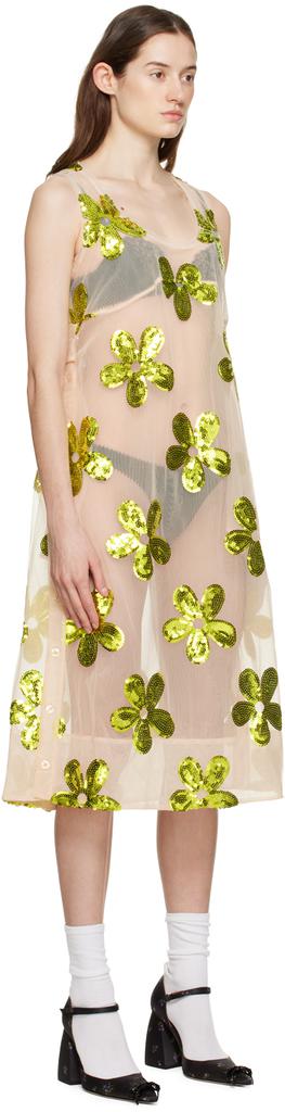 Beige & Green Floral Midi Dress商品第4张图片规格展示