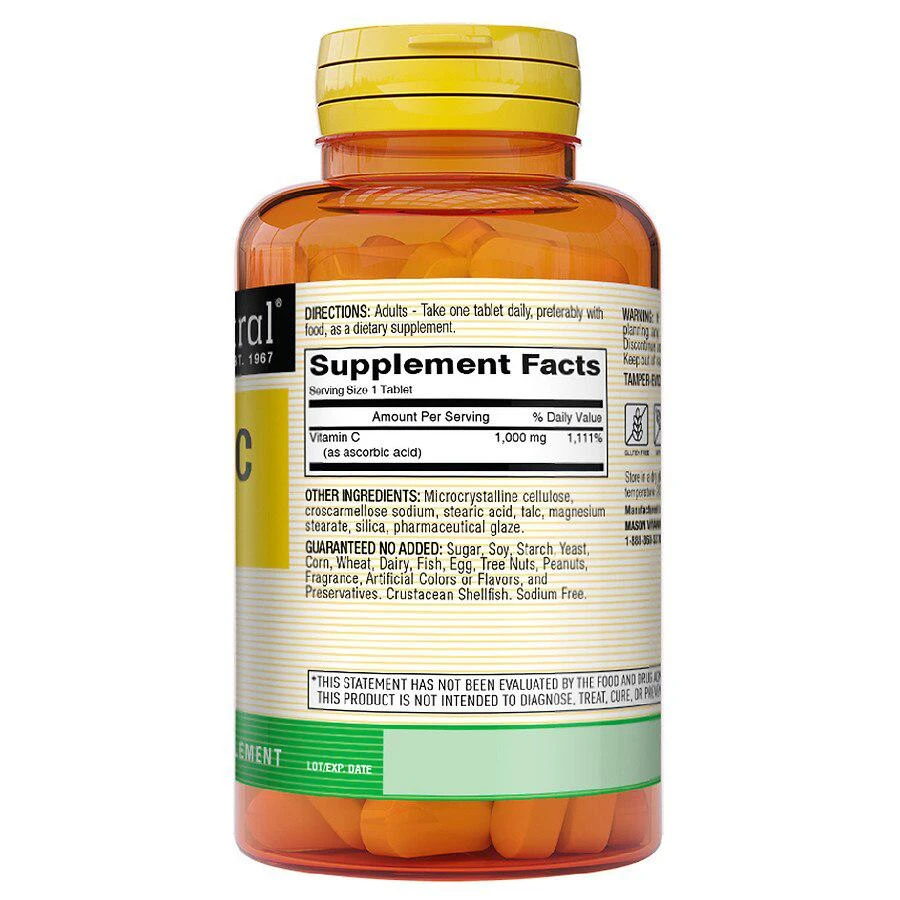 商品Mason Natural|Vitamin C 1000 mg Tablets,价格¥75,第3张图片详细描述