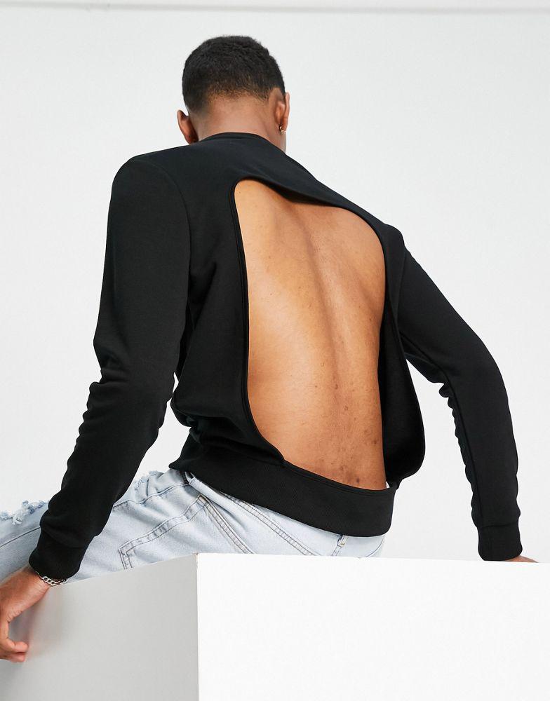 ASOS DESIGN oversized sweatshirt in black with back cut out商品第1张图片规格展示