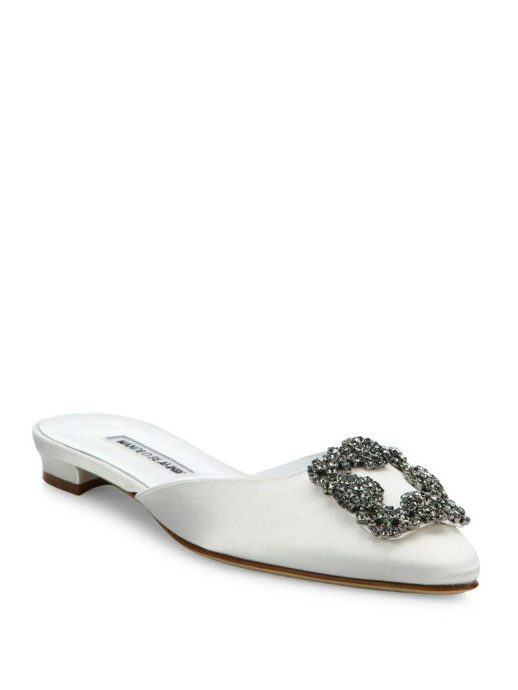 商品Manolo Blahnik|Hangisi Embellished Satin 穆勒鞋,价格¥2683,第1张图片