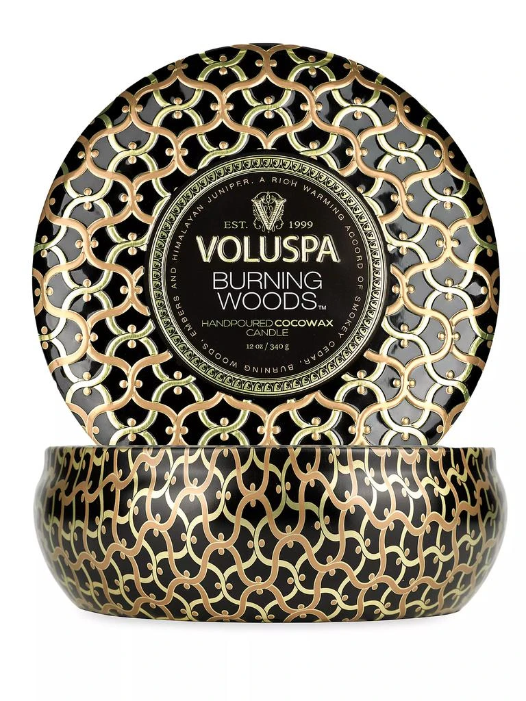 商品Voluspa|Burning Woods 3-Wick Tin Candle,价格¥211,第4张图片详细描述