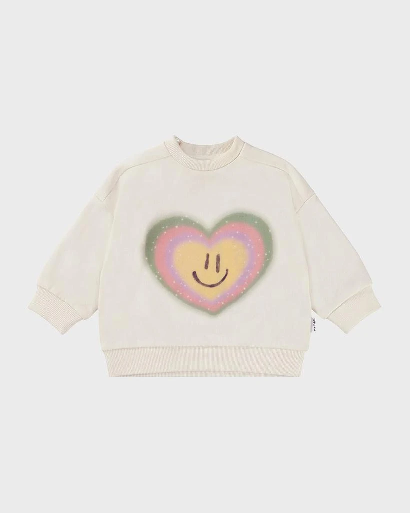 商品MOLO|Girl's Dana Happy Face Heart Graphic Sweatshirt, Size 3M-24M,价格¥429,第1张图片