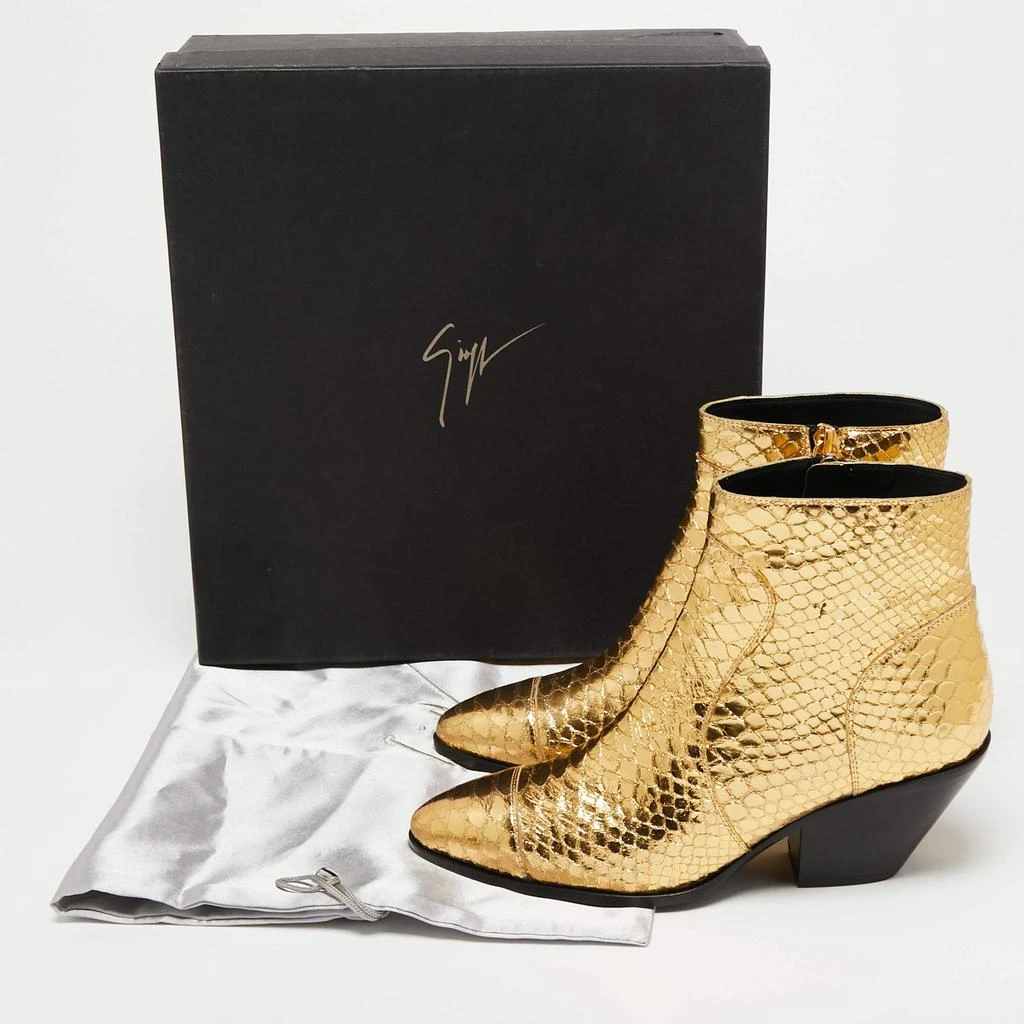 Giuseppe Zanotti Gold Python Embossed Leather Ankle Boots Size 37 商品