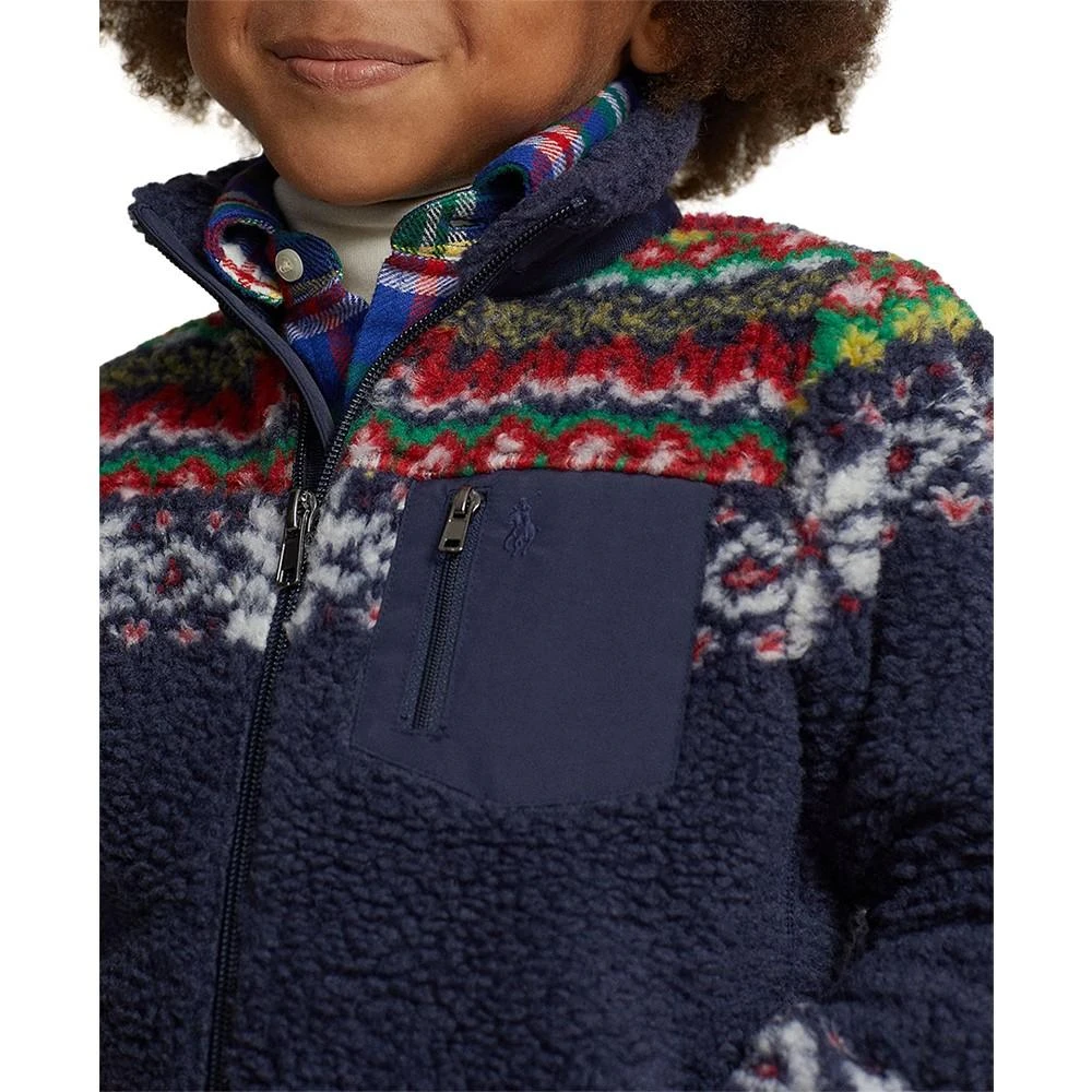 商品Ralph Lauren|Toddler and Little Boys Fair Isle Teddy Fleece Jacket,价格¥491,第2张图片详细描述