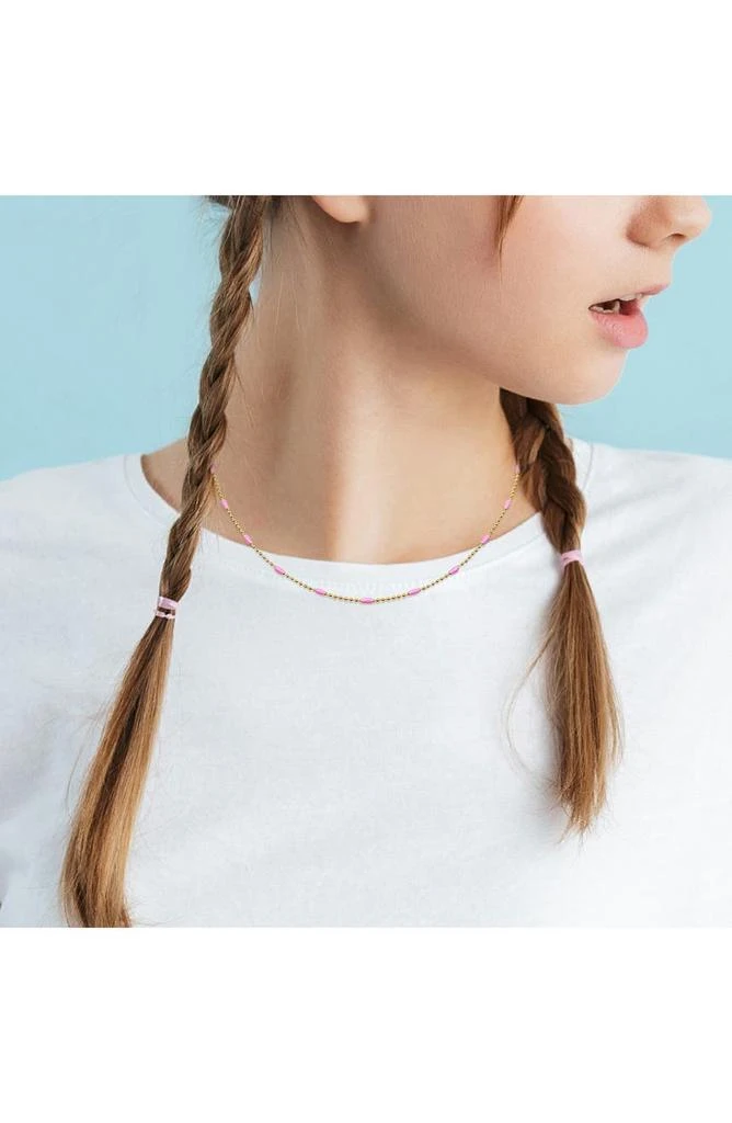 商品DELMAR|18K Gold Plated Sterling Silver Pink Enamel Station Ball Chain Necklace,价格¥536,第3张图片详细描述