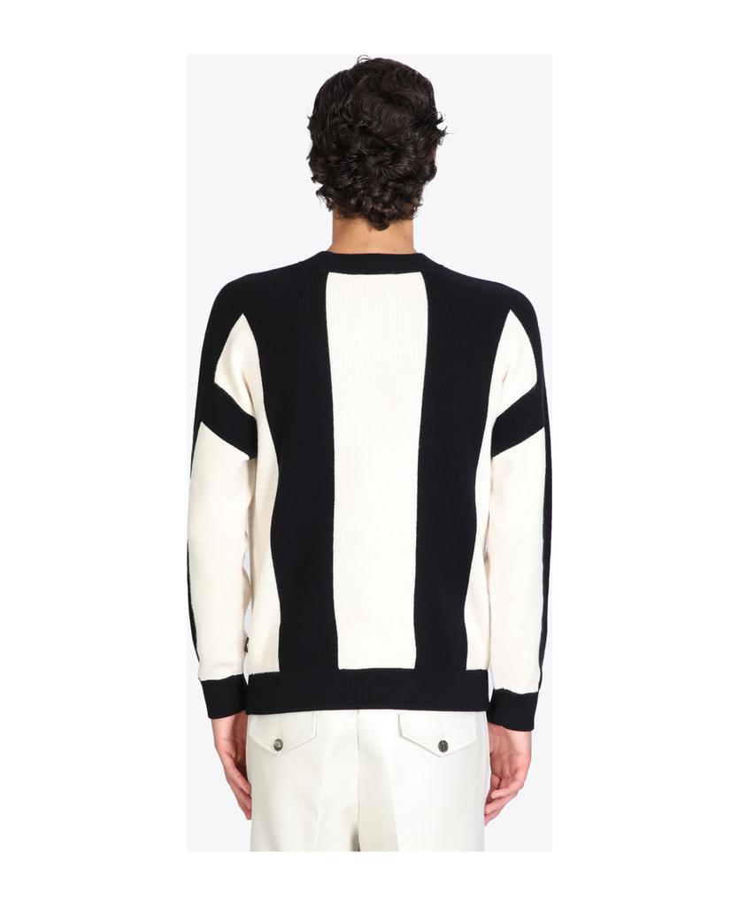 Pullover Navy blue and off-white swool striped sweater.商品第2张图片规格展示