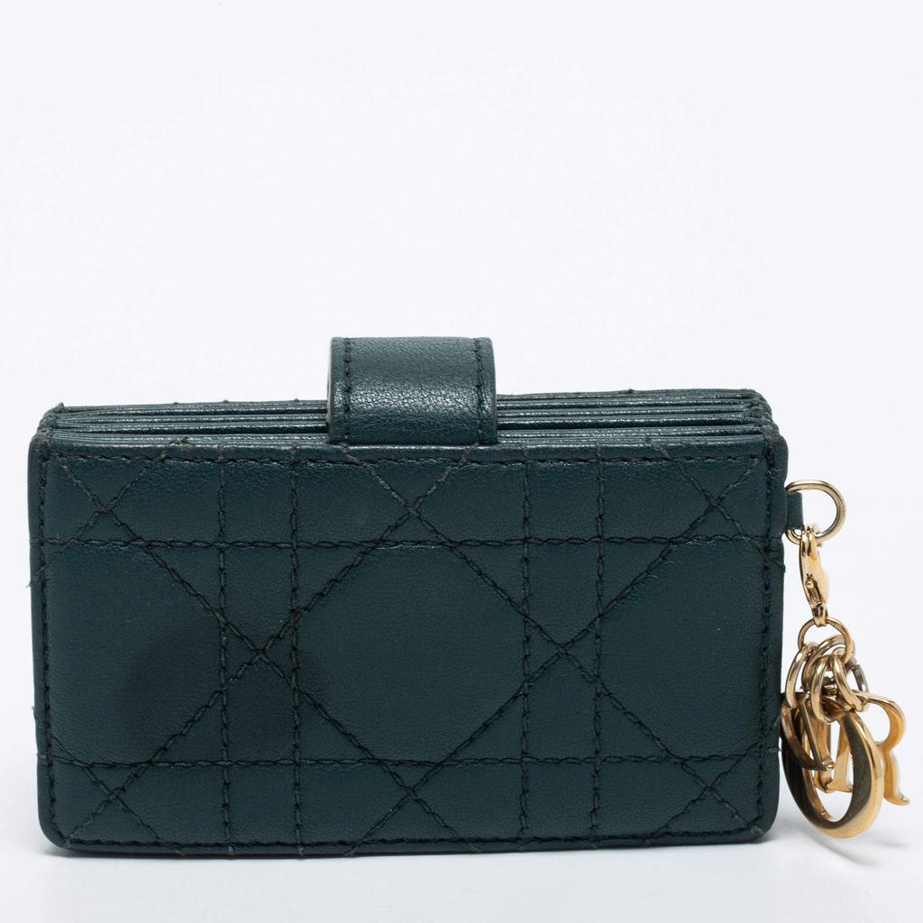 Dior Green Cannage Leather Lady Dior 5 Gusset Card Holder商品第6张图片规格展示