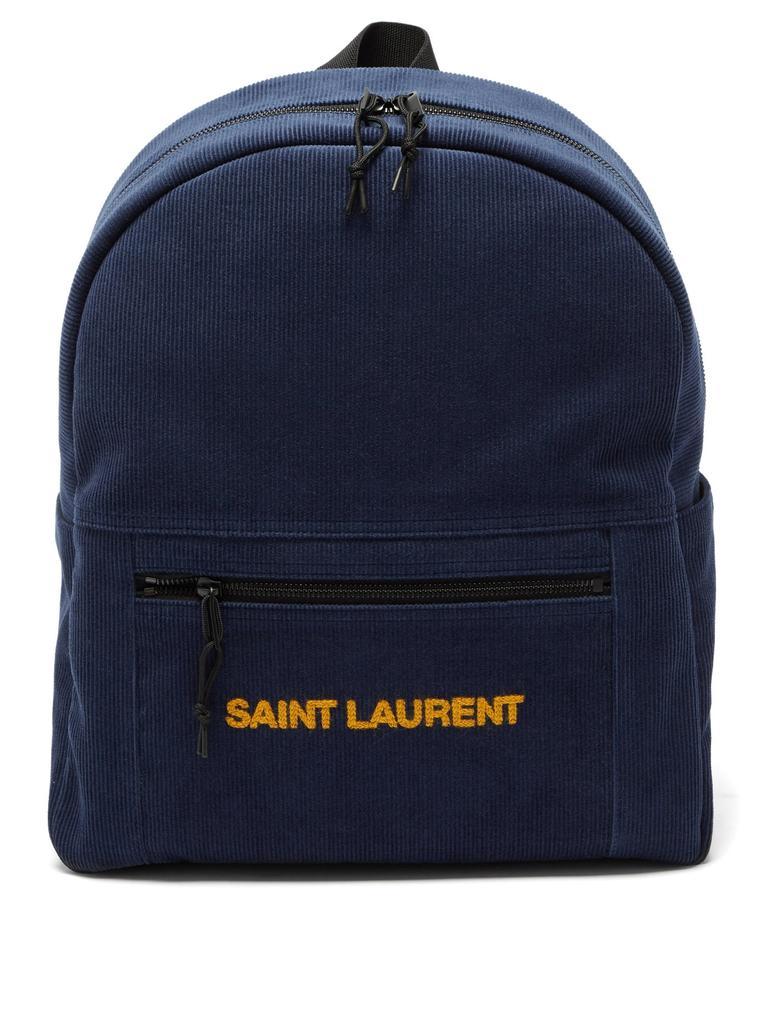 商品Yves Saint Laurent|Logo-embroidered corduroy backpack,价格¥9266,第1张图片