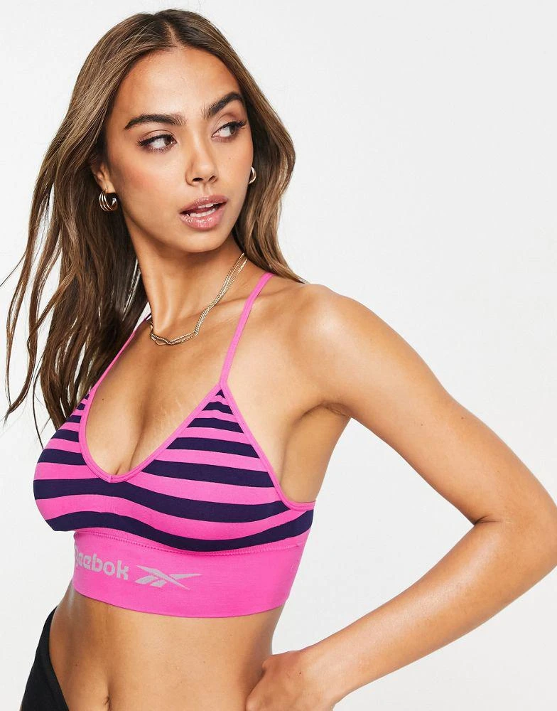 商品Reebok|Reebok Terri triangle bra in pink and blue stripe,价格¥91,第1张图片