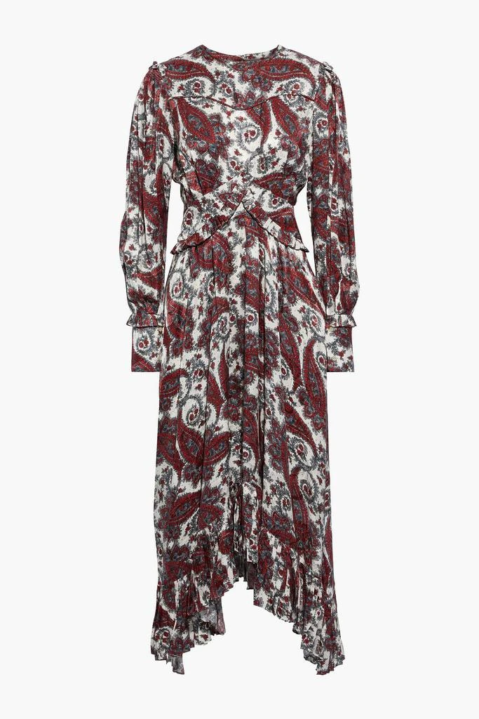 商品Isabel Marant|Jorja asymmetric printed silk-blend satin-jacquard midi dress,价格¥4616,第1张图片