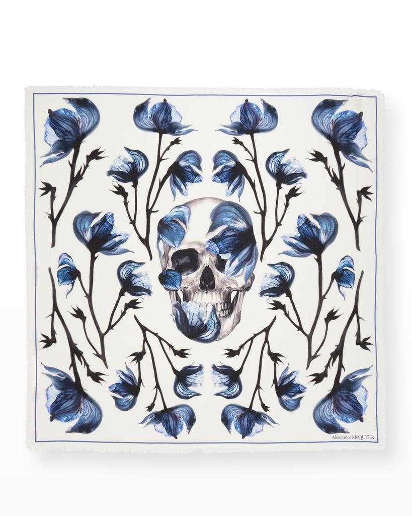 商品Alexander McQueen|Bellflower Skull Wool Twill Shawl,价格¥3331,第4张图片详细描述