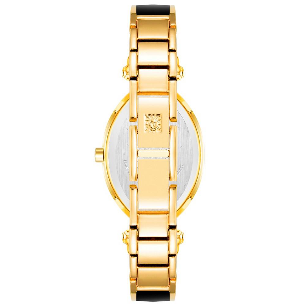 Women's Three-Hand Quartz Gold-Tone Alloy with Black Enamel Bracelet Watch, 24mm商品第3张图片规格展示
