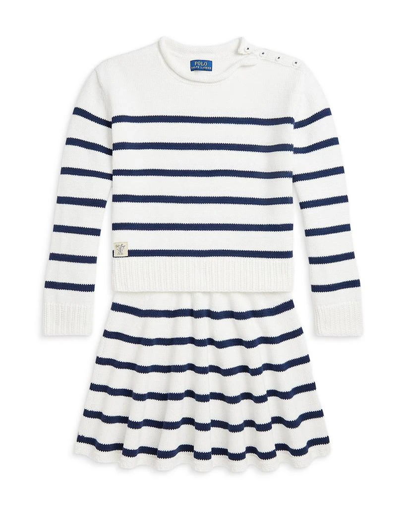 商品Ralph Lauren|Girls' Striped Cotton Sweater & Skirt Set - Big Kid,价格¥1242,第1张图片