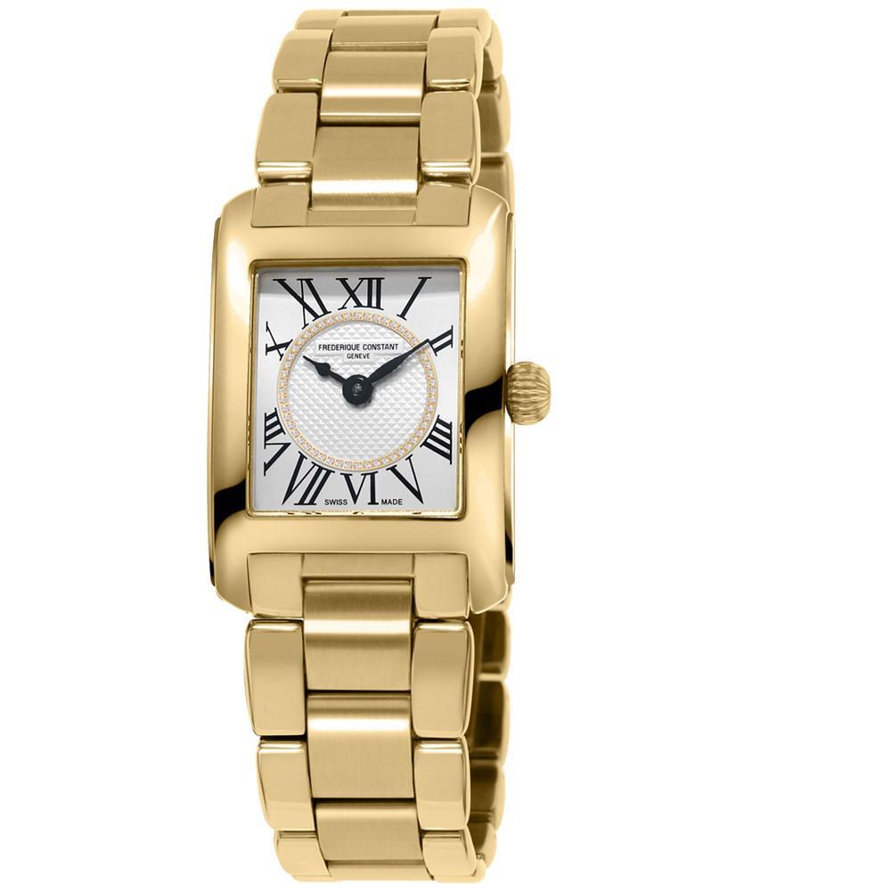 商品Frederique Constant|Women's Swiss Classic Carree Diamond (1/20 ct. t.w.) Gold-Tone Stainless Steel Bracelet Watch 23mm,价格¥10228,第1张图片