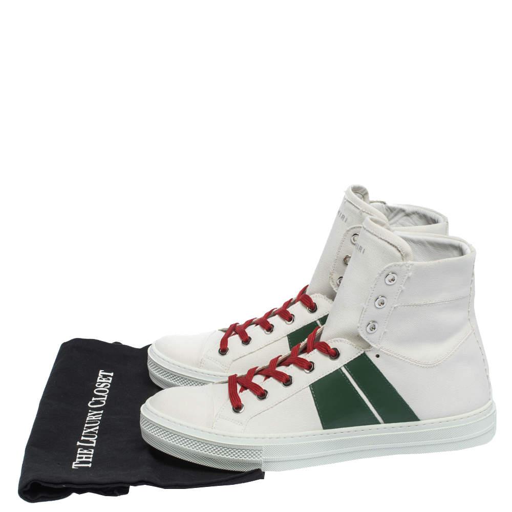 Amiri White/Green Canvas and Leather Sunset High Top Sneakers Size 42商品第8张图片规格展示