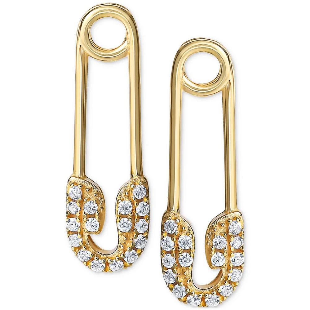 商品Giani Bernini|Cubic Zirconia Safety Pin Drop Earrings in 14k Gold Sterling Silver, Created for Macy's,价格¥123,第3张图片详细描述
