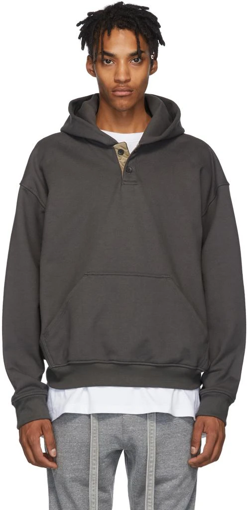 商品Fear of god|Grey Everyday Henley Hoodie,价格¥3848,第1张图片