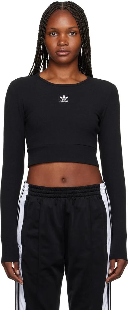 商品Adidas|Black Embroidered Long Sleeve T-Shirt,价格¥387,第1张图片