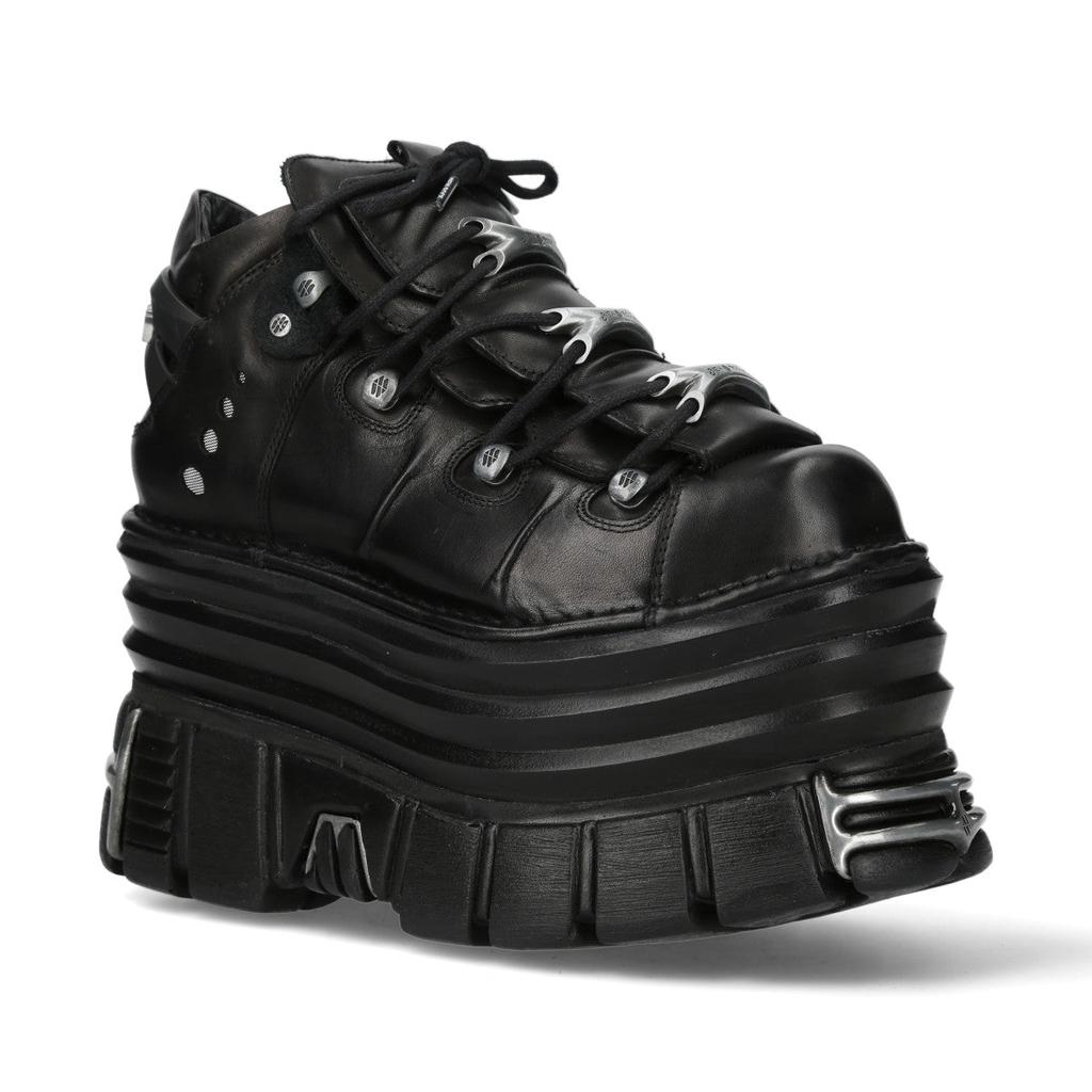 M-106-C181 Black Gothic Punk Chunky Platform Ankle Boots image 2